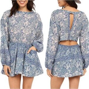 Free People Sun Floral Blouson Open Back Dress